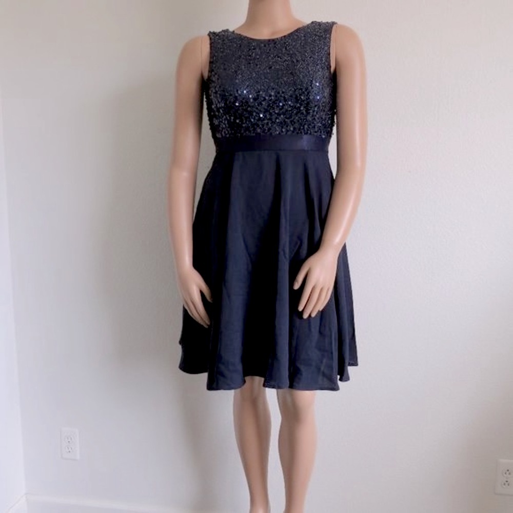 Bery Love Women Asymmetrical Prom Wedding Party Sequin Flowing Dress Size S NWOT